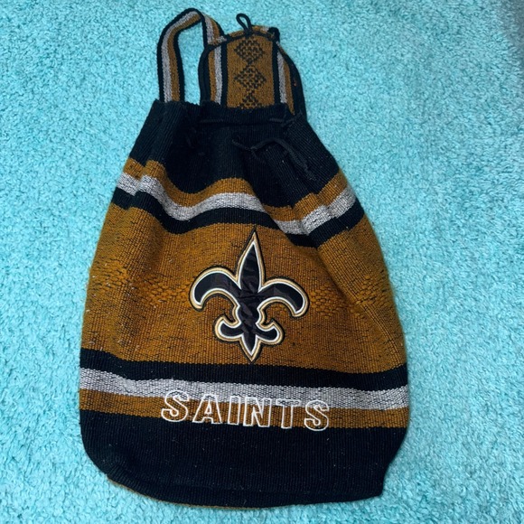 New Orleans Saints Drawstring Backpack Sackpack Gold Black NFL Football Bag - Picture 1 of 4